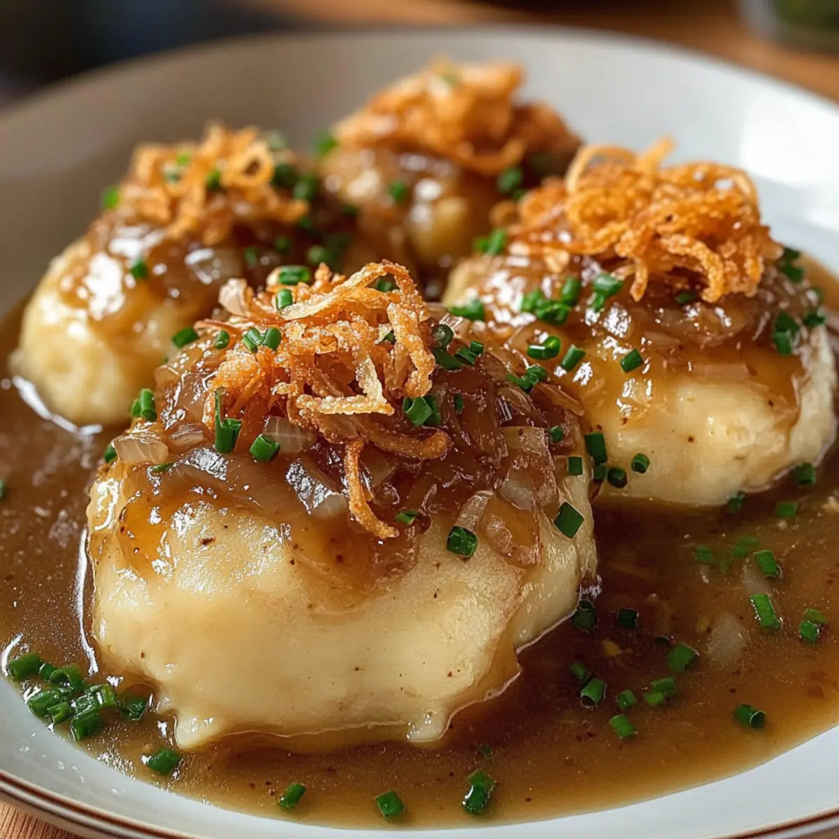 Klassische KartoffelklA¶Ae mit ZwiebelsoAe su6nks